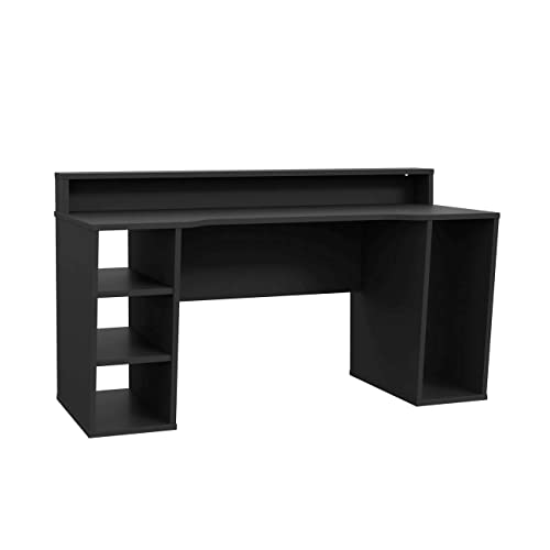 Forte TEZAUR Computertisch Gaming Desk, Holzwerkstoff, Schwarz, B x H x T: 160 x 91 x 72 cm von Forte