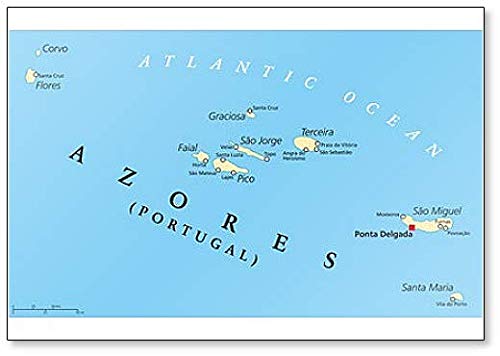 Azores Politische Karte Klassischer Kühlschrankmagnet von Foto Magnets