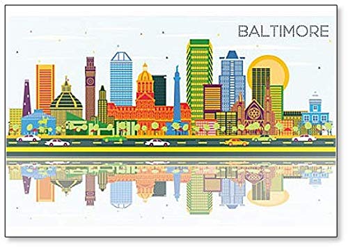 Baltimore Maryland City Skyline Classic Kühlschrankmagnet von Foto Magnets