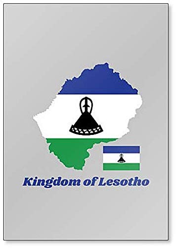 Kühlschrankmagnet, Motiv Karte und Flagge von Lesotho von Foto Magnets