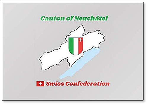 Kühlschrankmagnet, Motiv Landkarte und Wappen von Neuchatel, Kanton Schweiz von Foto Magnets