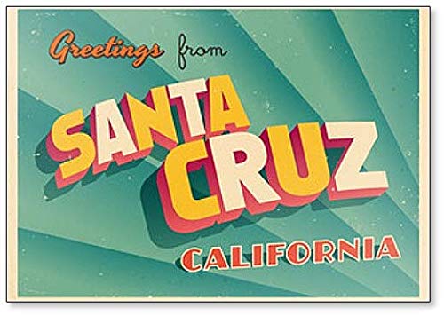 Kühlschrankmagnet, Vintage-Stil, Touristische Illustration von Santa Cruz, California von Foto Magnets