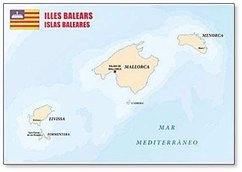 Kühlschrankmagnet Balearische Inseln, Karte mit Flagge von Foto Magnets