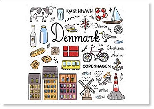 Kühlschrankmagnet Dänemark-Symbole und Ikonen von Foto Magnets