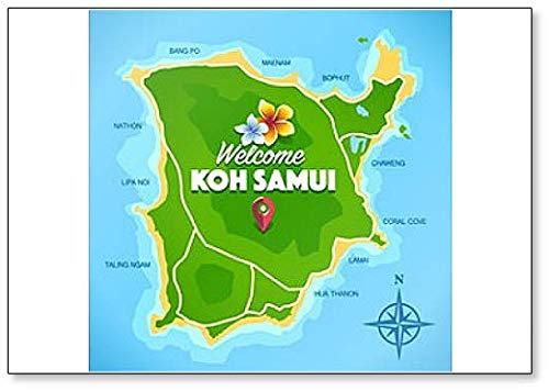 Kühlschrankmagnet Koh Samui Map Abstraktes Design von Foto Magnets