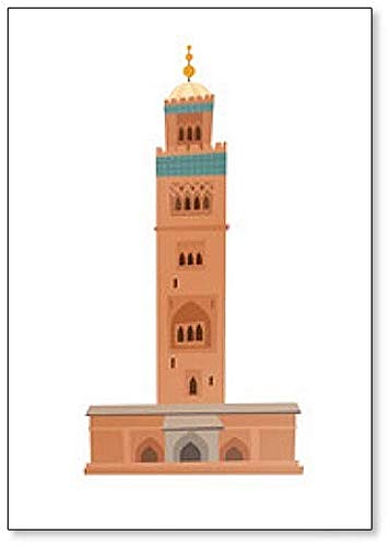 Kühlschrankmagnet Moschee in Marrakesch Doodle Illustration von Foto Magnets