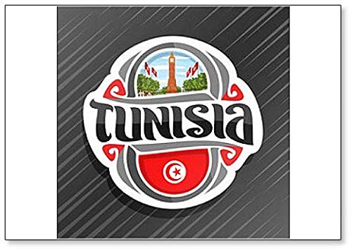 Tunesien, Uhrturm in Tunis mit Tunesischer Flagge, klassischer Kühlschrankmagnet von Foto Magnets