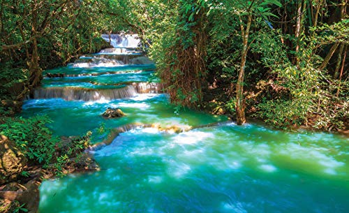 Forwall Fototapete Wald Wasserfall Natur Thailand Landschaft Fluss Wohnzimmer Schlafzimmer Vlies Tapete Wandtapete UV-Beständig Montagefertig (1968, V4 (254x184 cm) 2 Bahnen) von Fototapete Consalnet