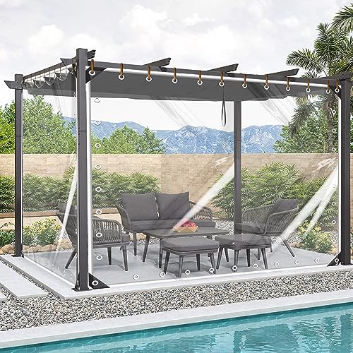 FoundGo Transparente Plane mit Ösen 350g/m² PVC Material [Anpassbar Innerhalb von 5x5m] Premium Abdeckplane inkl. Seil Kabelbinder Wetterfeste Regenschutz Plane für Gartenmöbel Pflanzen Pavillon von FoundGo