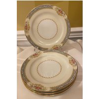 Noritake China Lurline 4007 Floral Blue Garland Brot Und Butter Teller - Set Von 4 von FourSquareChina