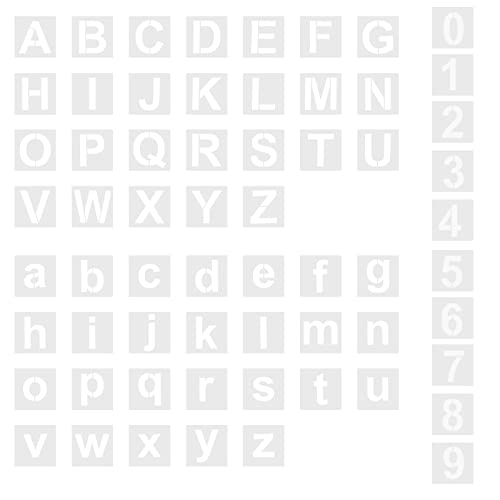 Fousenuk 62 stück Buchstaben Schablone, Buchstabenschablonen 4 Zoll/7.5CM Schablonen aus Kunststoff für Kinder, Buchstaben Zahlenschablonen für Art Drawing, Craft DIY Writing, Zeichnen und Handwerk von Fousenuk