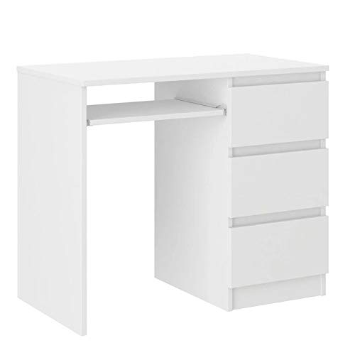 Framire N-3 Schreibtisch weiß, Computertisch mit 3 Schubladen, Schreibtisch für Schlafzimmer, Wohnzimmer, Studio, 96 x 50 x 76 cm… von Framire