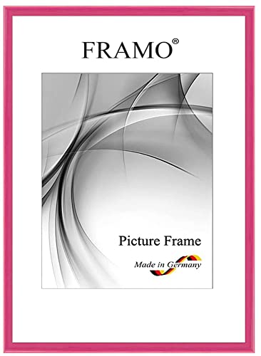 FRAMO Holz Bilderrahmen Schmal 50 x 76 cm aus Massivholz | Pink Rosa Hochglanz | Farbe/Größe wählbar | Rahmen für Poster | Puzzle | Foto collage N°119 von FRAMO
