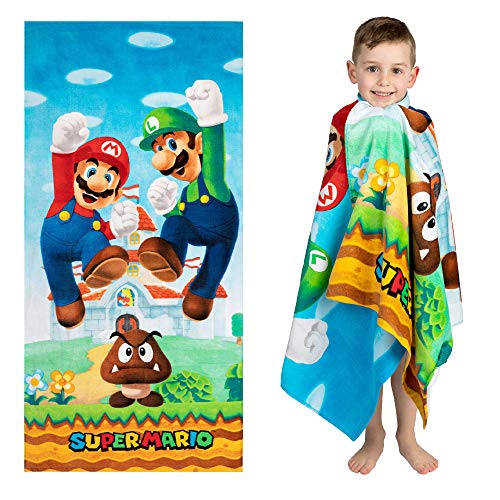 Franco Super Mario Official Nintendo Kinder-Badetuch, Pool-/Strandtuch, superweich, 147,3 x 71,1 cm von Franco