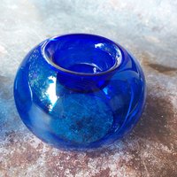 Blaue Glas Kerzenhalter, 2Er Set Vintage Teelichthalter von FrauAntics