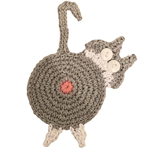 Frdun Wollgewebe Katze Butt Coaster, Lustige Handgemachte Cat Butt Crochet Drinks Tasse Gestrickte Matten Pad, rutschfeste Tassenmatte Geschenk für Bier Tee Kaffeebecher Weinglas von Frdun