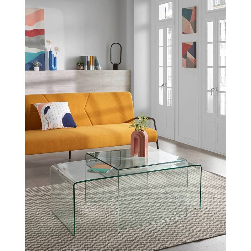 Fredriks Couchtisch Drap Glas Transparent Rechteckig Modern 110x38x50 cm (BxHxT) von Fredriks