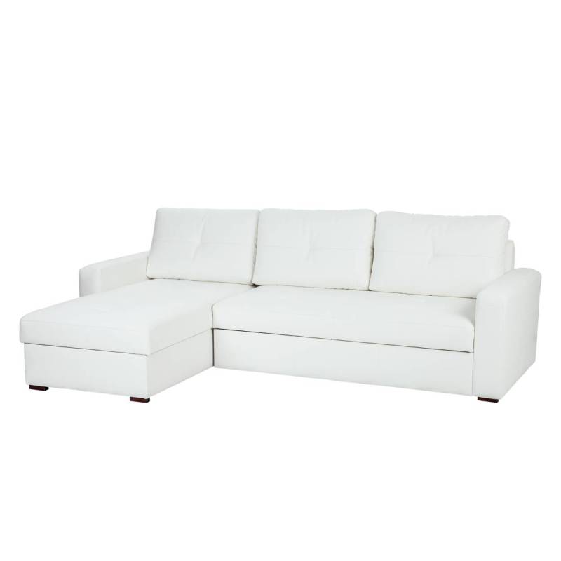 Fredriks Ecksofa Cavolo 2-Sitzer Weiß Kunstleder 262x90x163 cm (BxHxT) mit Schlaffunktion/Bettkasten Modern von Fredriks