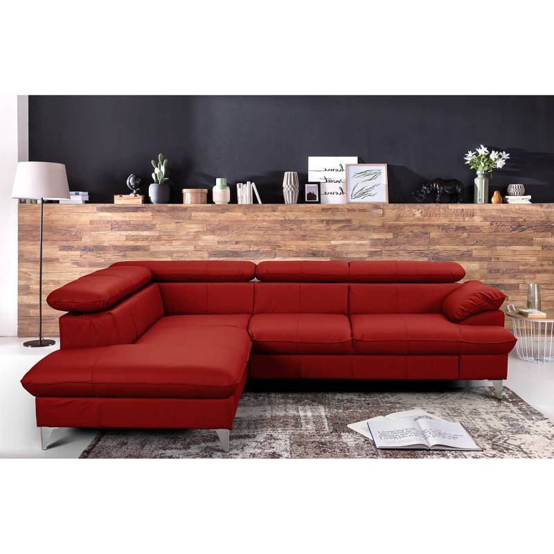 Fredriks Ecksofa Coto I Kirschrot Echtleder 256x71x208 cm (BxHxT) Modern von Fredriks