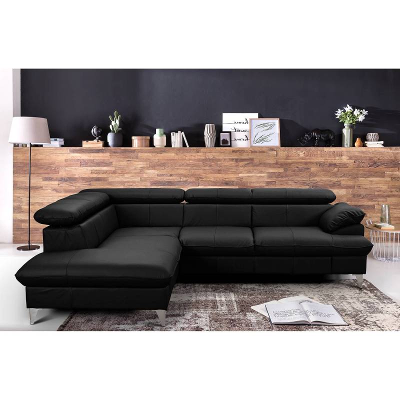 Fredriks Ecksofa Coto I Schwarz Echtleder 256x71x208 cm (BxHxT) Modern von Fredriks