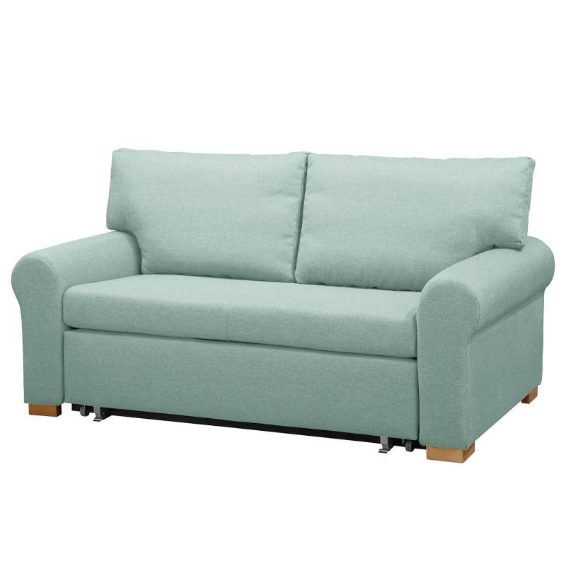 Fredriks Schlafsofa Latina XIX Pastellblau Flachgewebe 165x95x90 cm mit Schlaffunktion und Bettkasten von Mørteens