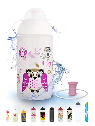 FreeWater Trinkflasche, 500 ml, Eule: schadstofffrei, spülmaschinengeeignet, auslaufsicher, langlebig von FreeWater