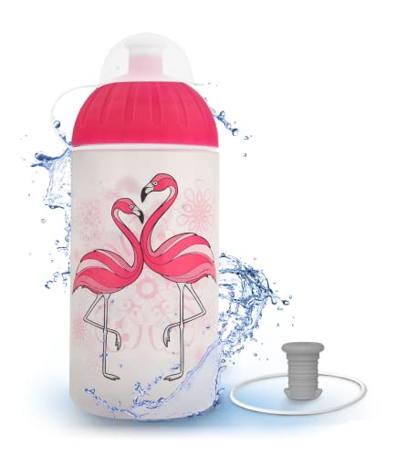 FreeWater Trinkflasche, 500 ml, Flamingo: schadstofffrei, spülmaschinengeeignet, auslaufsicher, langlebig von FreeWater