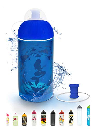 FreeWater Trinkflasche 500 ml, Meerjungfrau/Türkis: schadstofffrei, spülmaschinengeeignet, auslaufsicher, langlebig von FreeWater