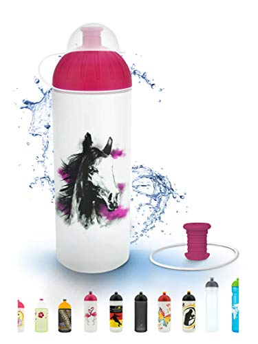 FreeWater Trinkflasche 700 ml, Pferd romantisch, transparent/magenta: schadstofffrei, spülmaschinengeeignet, auslaufsicher, langlebig von FreeWater
