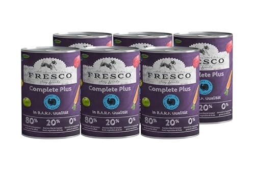 Vorteilspaket 6 x 800g | Fresco Complete Plus Pute (haltbares B.A.R.F.) | Nassfutter für Hunde | getreidefrei | ohne künstliche Zusätze | natürliches und gesundes Hundefutter von Fresco