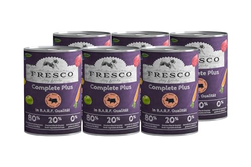 Vorteilspaket 6 x 800g | Fresco Complete Plus Rind (haltbares B.A.R.F.) | Nassfutter für Hunde | getreidefrei | ohne künstliche Zusätze | natürliches und gesundes Hundefutter von Fresco