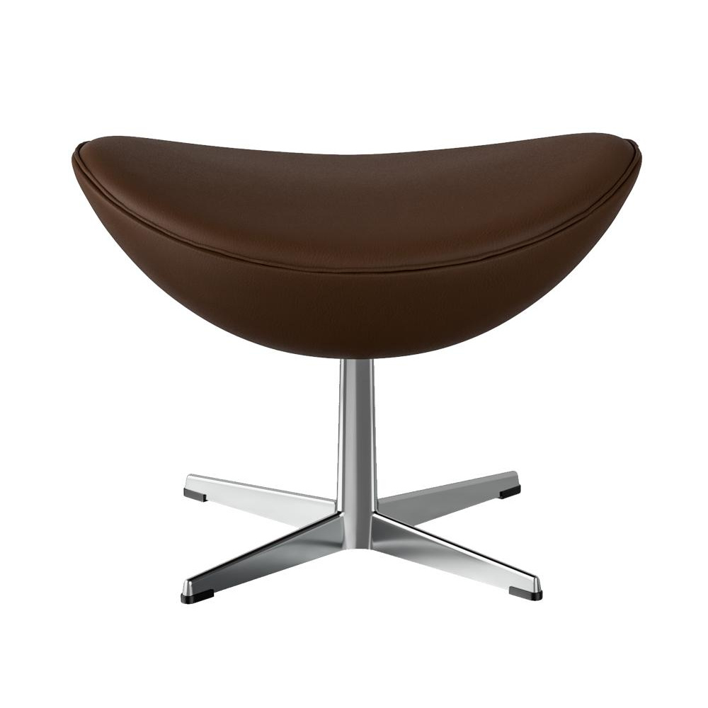 Fritz Hansen - Special Edition 2020 Egg/Das Ei™ Fußhocker - cinnamon/Leder Spectrum/Gestell Aluminium satinpoliert/BxHxT 56x37x40cm von Fritz Hansen