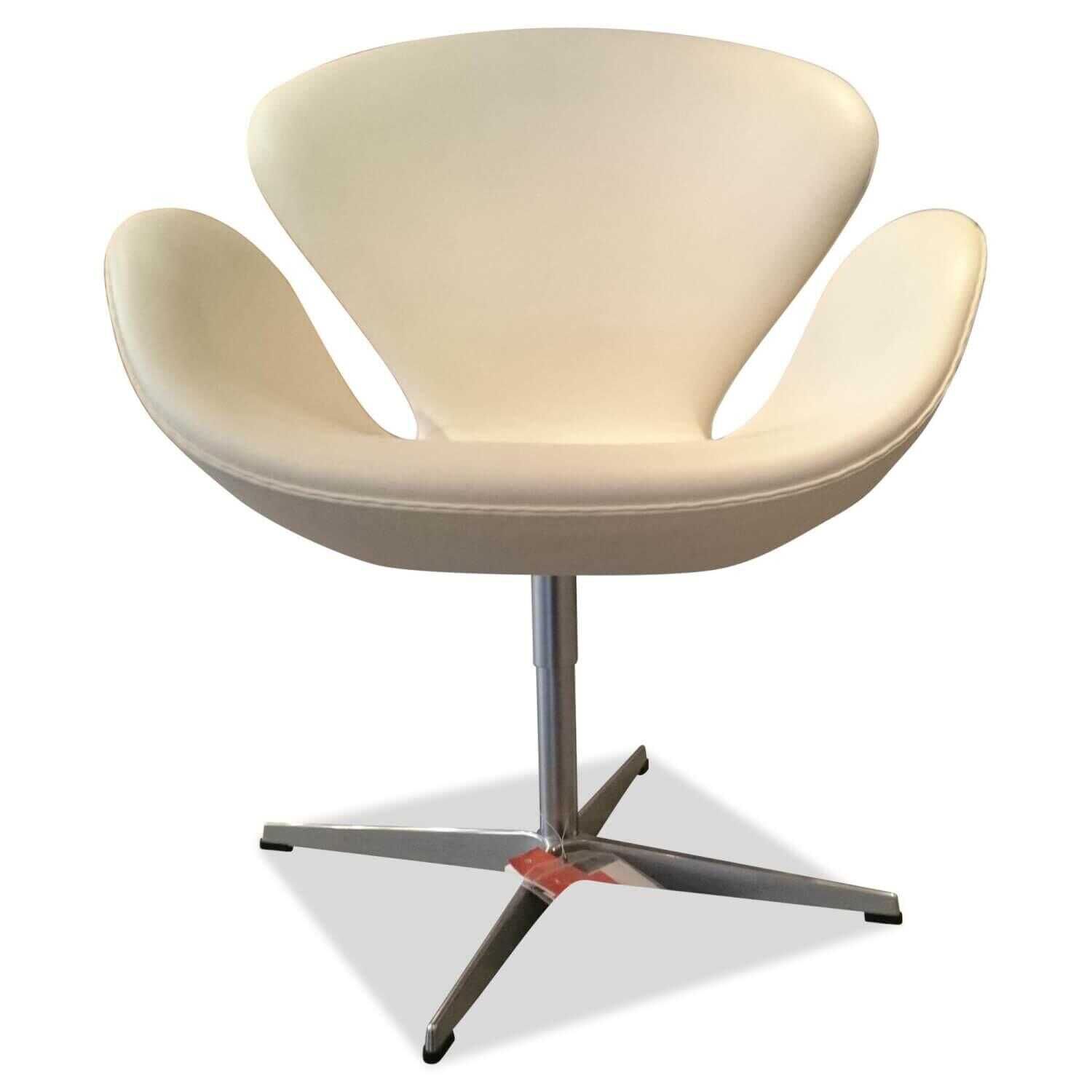 Sessel Swan Leder 5 Weiß 5889 Gestell Chrom Matt von Fritz Hansen