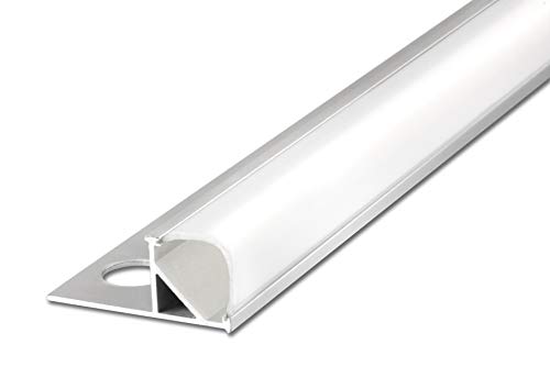 Fuchs Design LED Fliesenprofil 2 m - Aluminium Rundprofil (33,7 x 12 mm) - Profil Leiste ohne LED Streifen (milchig weiss) von Fuchs Design