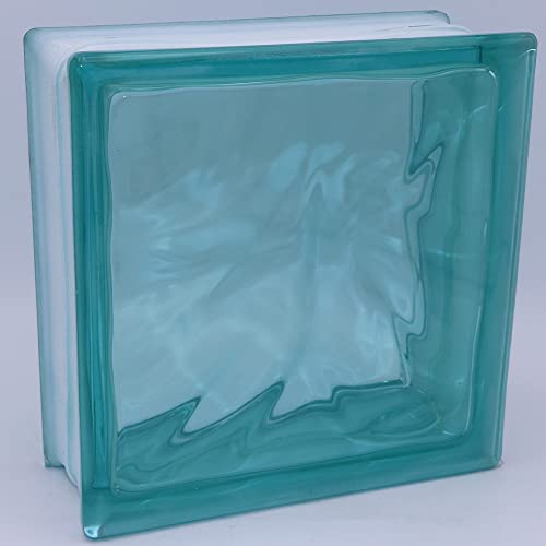Design Glasbaustein Wolke türkis grünblau glänzend 19x19x8 cm - 5 Stück von Fuchs Design