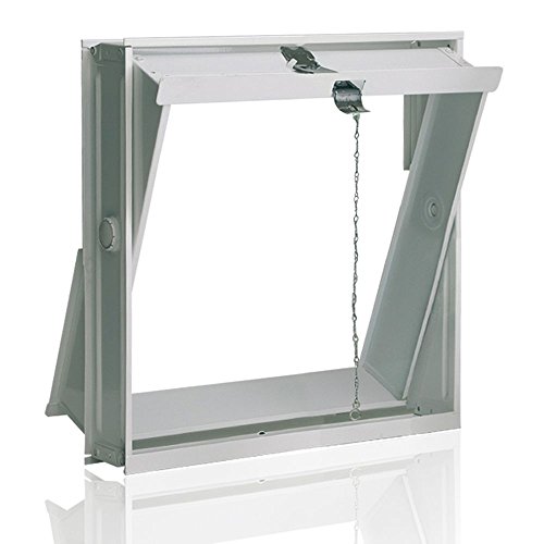 Lüftungsflügel weiß Stahlblech (517x535x90 mm) für 4 Glasbausteine (24x24x8 cm) - mit Zugvorrichtung von Fuchs Design