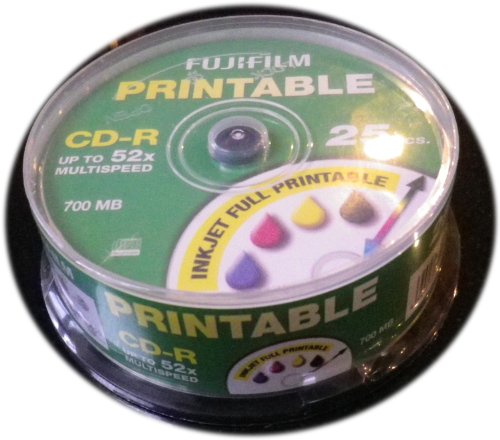 Fujifilm P10DCRCA14A CD in weiß CD-R 700 MB 25 – CD-RW (CD-R, 700 MB, 25 ÷ 120 mm, 80 min, Polycarbonat) von Fujifilm