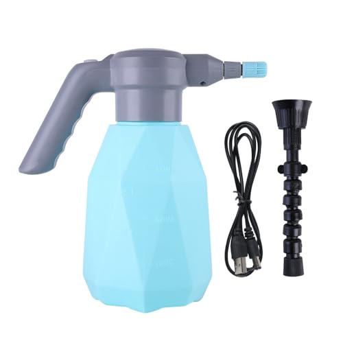 Fulluky 2-Liter-elektrischer Pflanzensprüher, Drucksprühflasche mit wiederaufladbarem Akku und Verstellbarer Düse, automatischer Sprühkanne für Gartenarbeit, Düngung und Reinigung (Blau-2L) von Fulluky