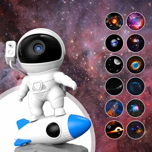Fulluky Astronaut Sternenhimmel Projektor mit Nachtlicht, Galaxy Light mit 12 Lenses, Astronaut Projektor Kinder und Erwachsene,Sternenhimmel Projektor (Rakete) von Fulluky