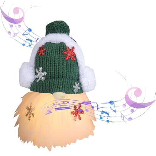 Fulluky Weihnachten Deko Wichtel 21cm Weihnachtswichtel mit Licht und Musik, Schwedischen Weihnachtsmann Plüsch Weihnachtsdeko Weihnachtswichtel Figuren für Weihnachtsdekoration (Grün) von Fulluky