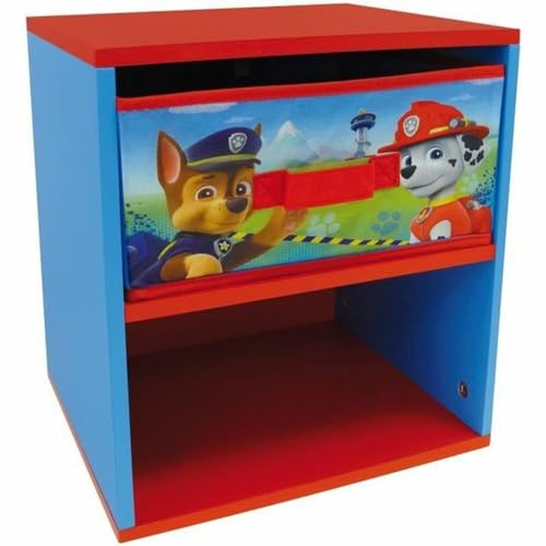 Fun House PAT'PATROUILLE Chevet/Table de nuit Avec tiroir H.36 33 X P. 30 cm Pour Enfant 712533 Paw Patrol Nachttisch mit Schublade, H 36 x L 33 x 30 cm für Kinder, MDF-Holz/Vlies, blau, 33x30x36 cm von Fun House