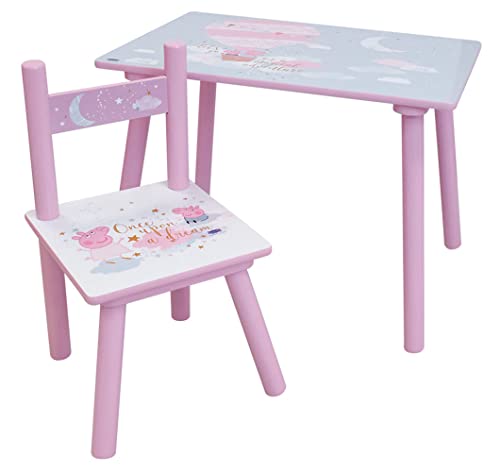 Fun House Kinder 713499 Peppa Pig Tisch H 41,5 61 42 cm mit Stuhl H 49,5 x B 31 x T 31,5 cm von Fun House