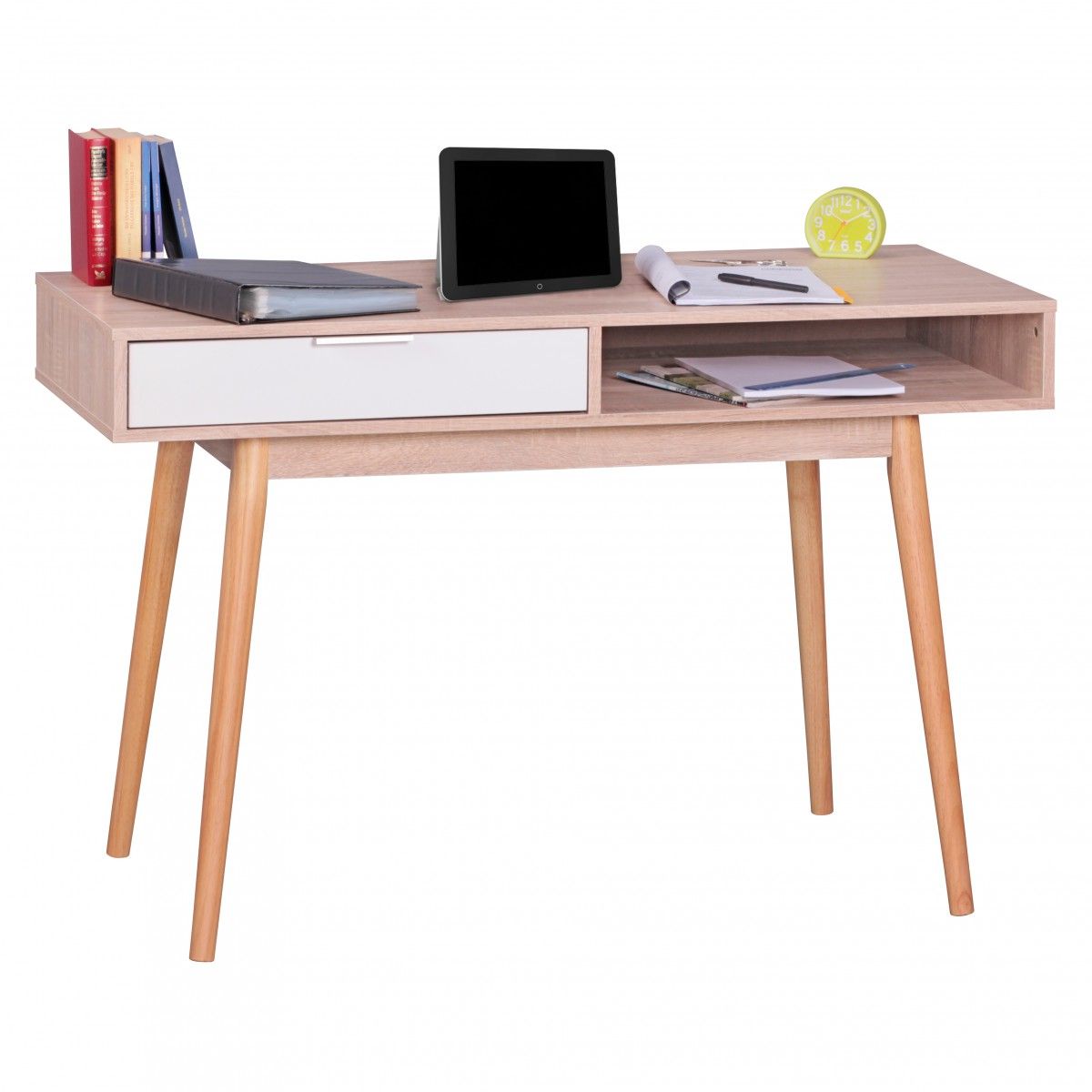 Konsole Sekretär Schreibtisch - Belimo XL - 120x79x55 cm Sonoma/Weiß von Fun Moebel