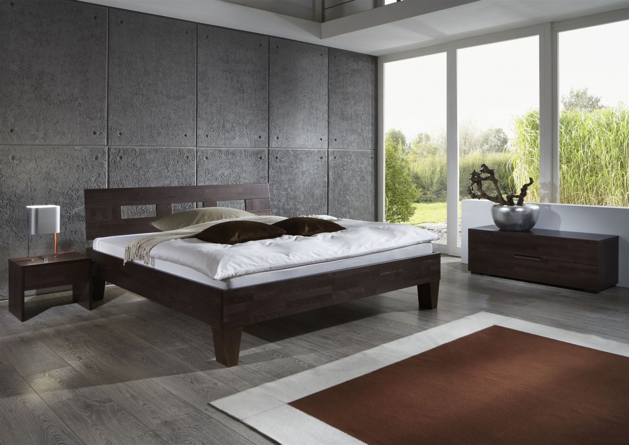 Massivholzbett Schlafzimmerbett - Ritz - Bett Buche -Wenge 120x200 cm von Fun Moebel