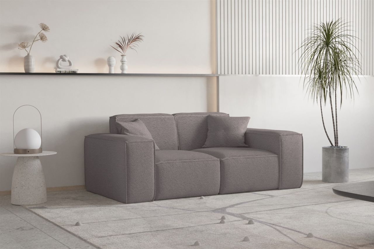 Sofa Designersofa CELES PREMIUM 2-Sitzer in Stoff Ascot Bukla Taupe von Fun Moebel