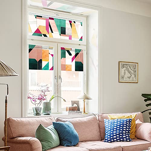 funlife geometrische zweiseitige Muster Moderne Farben selbsthaftend statische Fensterfolie Fensteraufkleber, Fenster Sichtschutzfolie Datenschutz innen, außen sichtbare Folie, 30x310cm von Funlife