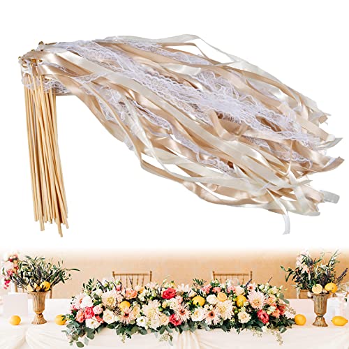 30 Stücke Wedding Wands mit Glöckchen, Wedding Hochzeit Glücksstäbe mit Hochzeitsbändern, Hochzeit Glücksstäbe für Hochzeiten, Geburtstage, Weihnachten, Partys Feiertagsfeiern verwendet von Funmo