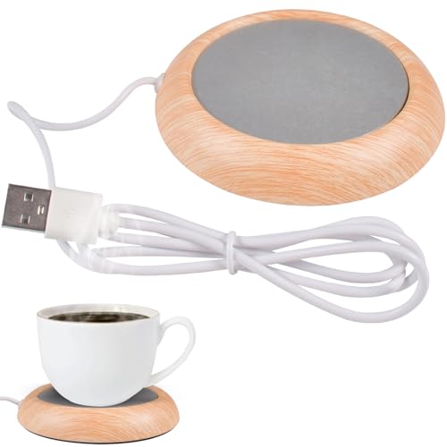 Funmo Kaffeetassenwärmer,Tassenwärmer für Schreibtisch mit USB-Getränkewärmer Holzmaserung Tassenwärmer, Teetassenwärmer Bürowärmer Heizplatte für Schreibtisch, Zuhause, Büro von Funmo