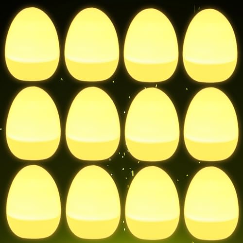 Funmo Osterdeko Eier Lichter 12PCS Ostereier Deko LED Eier Leuchtende Eier Lichter Ostern LED Teelicht Eier Festliche Dekoration Basteln Eier Deko,Osterdeko von Funmo