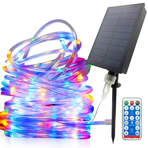 Funmo Solar Lichtschlauch Außen,22M 200 LED Lichterkette Lichterschlauch,IP68 Wasserdicht led schlauch,8 Modi und Helligkeit dimmbar,Solar Lichtschlauch Lichterkette für Garten,Trampolin,Schwimmbad von Funmo